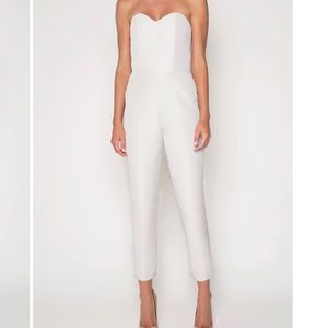 Brand new never worn Alexia Maria white silk faille jumpsuit size 6